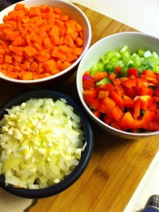 Carrots, Garlic, Onion, Red/Green Pepper and Celery
